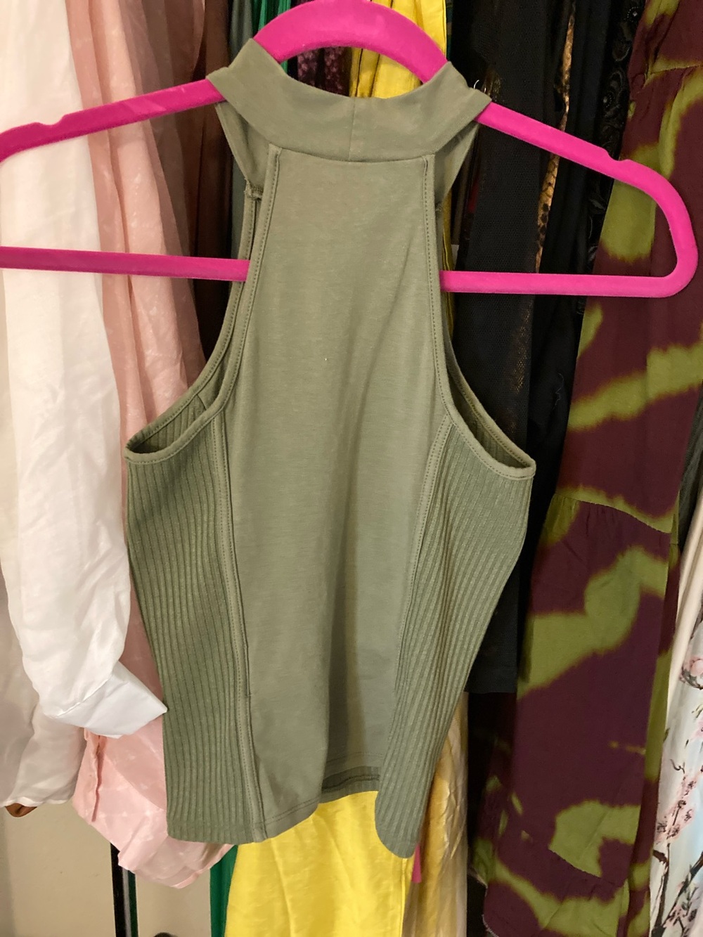 GUESS Olive Green Ribbed Halter Tank - Picture 5 of 5